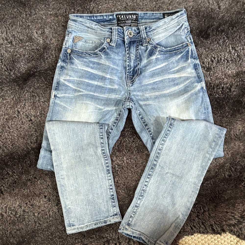 Salvage Men's Slim Jeans in Faded Blue